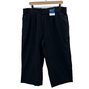 NWT Old Navy Black Wide Leg Crop Pants Women's XL Cotton Minimalist‎ Textured